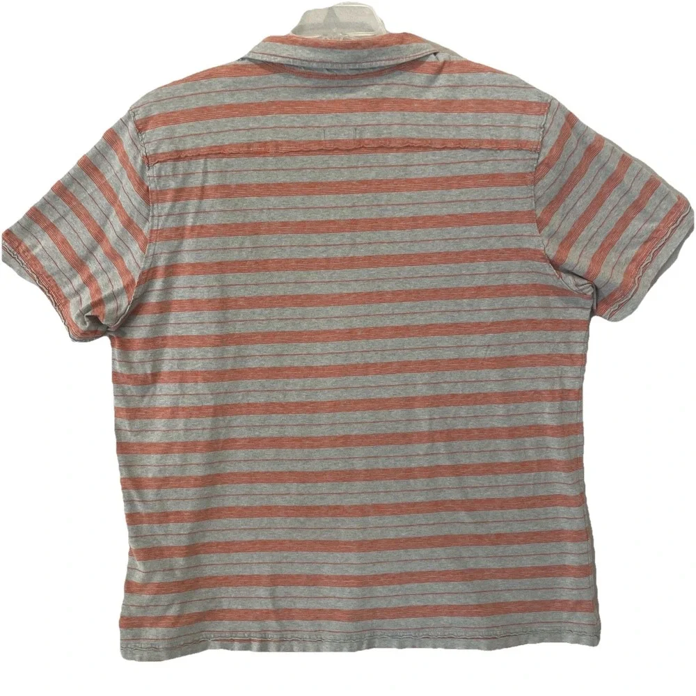 The North Face‎ Polo Shirt Mens XXL Orange/Gray Striped Soft Knot Outdoor Casual